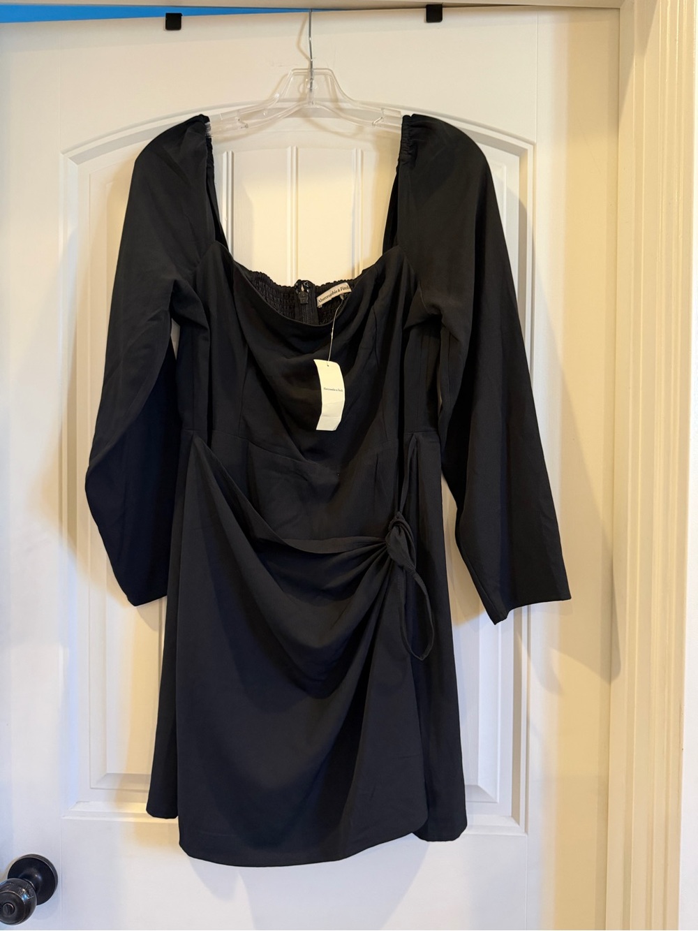 Abercrombie & Fitch Long-Sleeve Black Wrap Mini Dress